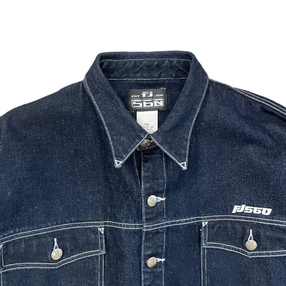 Vintage Fat Joe FJ560 Dark Denim Jacket 3XL Big Tall Hip Hop 90s Streetwear - Picture 3 of 15
